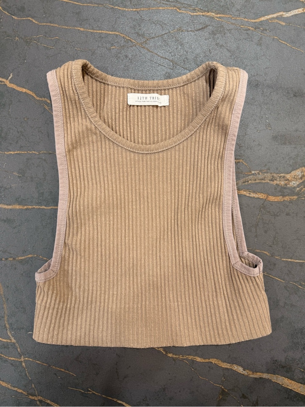 12th tribe kyle ribbed mocha crop top - Small